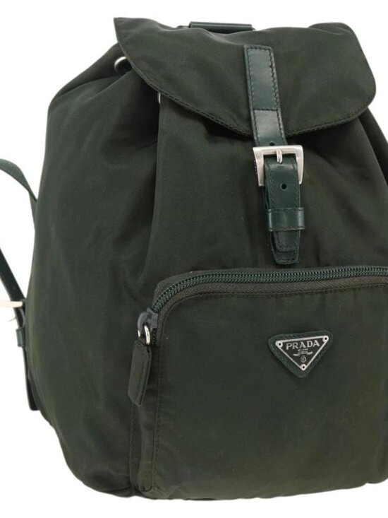 PRADA Backpack Nylon Green Silver Auth BA11221 main image 12